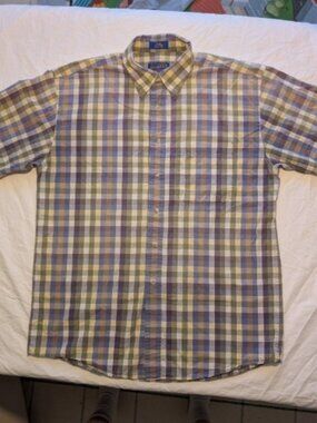 Pendleton Men's Short-Sleeve Plaid Button-Down Shirt - Purple & Green Plaid